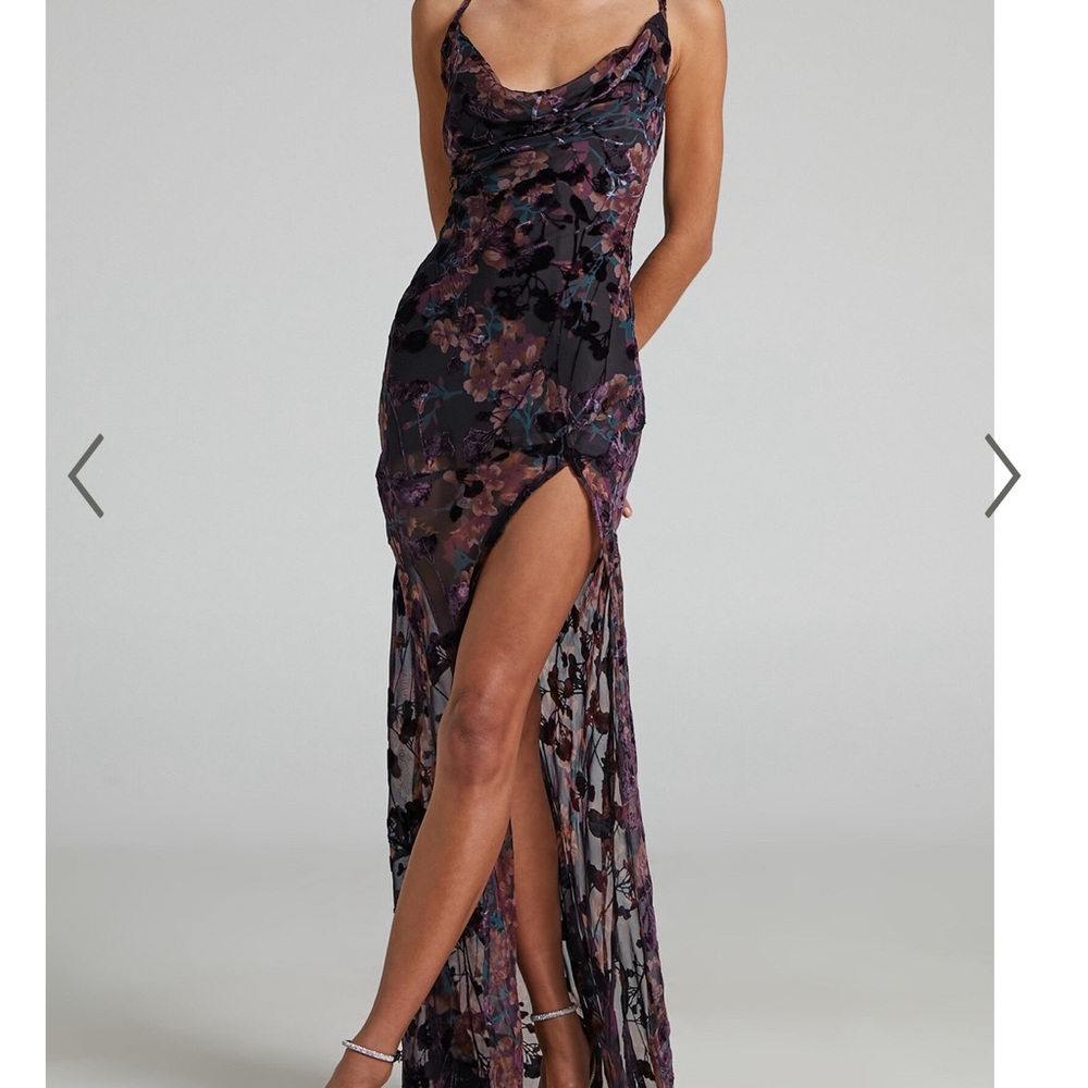 ALETTA MAXI DRESS - COWL CROSS BACK DRESS IN ALETTA BURN OUT FLORAL